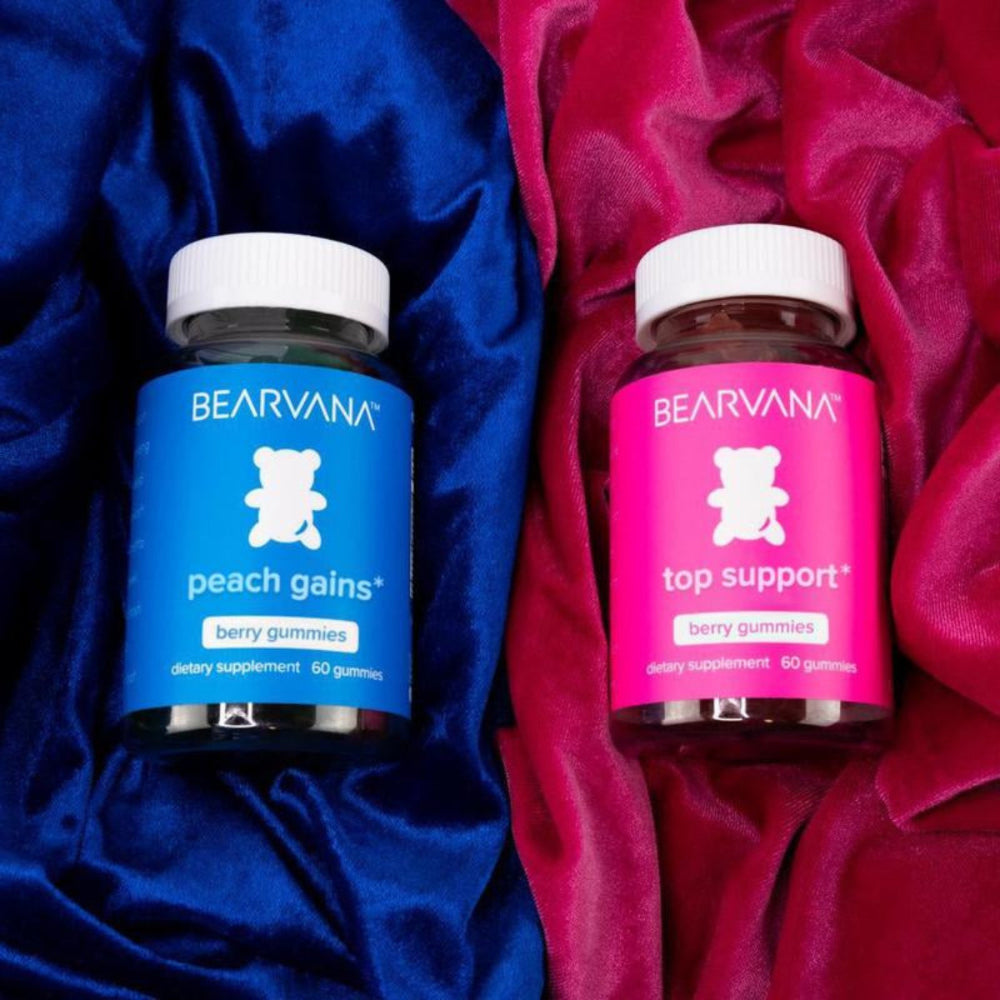 BEARVANA Gummies Combo Pack - Top Support and Peach Gains Gummies - Workout Aid - Women’S Support Supplement - Berry Flavored - Essential Herbs - Multivitamins